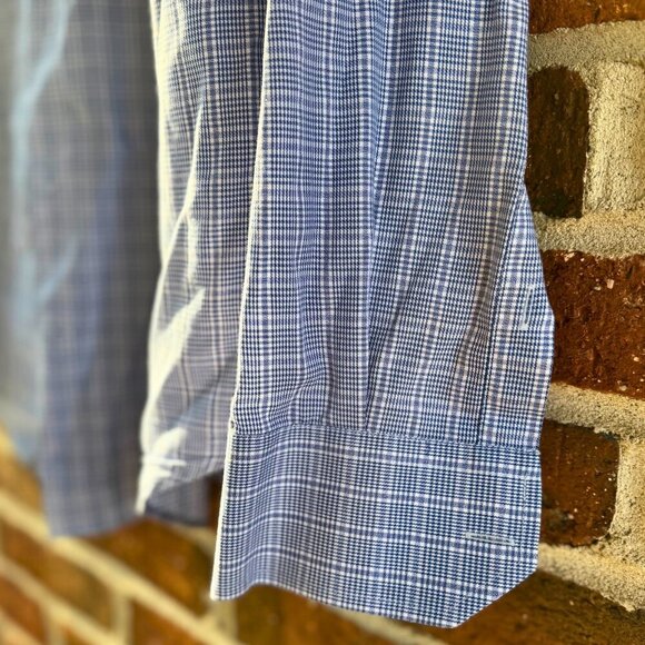 Armani Collezioni Men’s Slim Fit Dress Shirt Blue Check Long Sleeve Size 41/16 - Picture 7 of 8